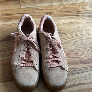 Puma Pink Suede Sneakers with gum sole